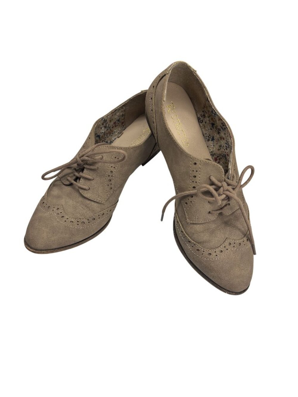 Restricted Womens Taupe Faux Suede Lace-Up Oxford Shoes Size 8